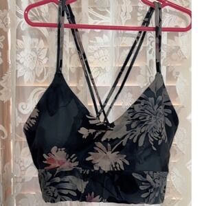JoyLab Floral Print Sports Bra Criss Cross Strappy Back Activewear Top‎ size S